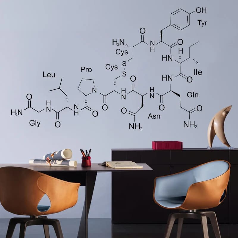Science Chemisrty Oxytocin Molecule Vinyl Wall Decal Vinyl Interior Deisgn School Decor Wall Sticker Reading Room Wallpaper 4473