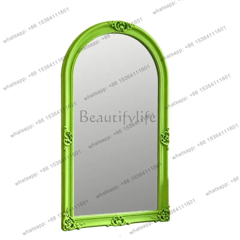 PG French Flocking Mirror Vintage Vaulted Bedroom Against Wall Floor to Floor Cloakroom Clothing Store Fitting Mirror