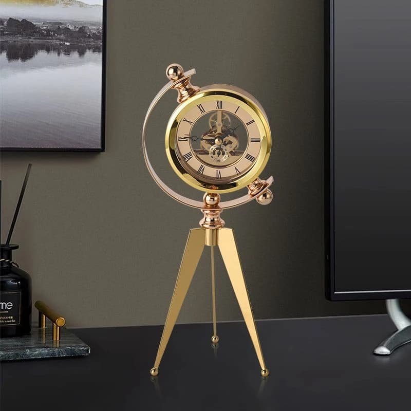 Modern Gold Table Clock Luxury Metal Office Tabletop Clocks Creative Living Room Bedroom Home Decoration Silent Desk Clock Gift