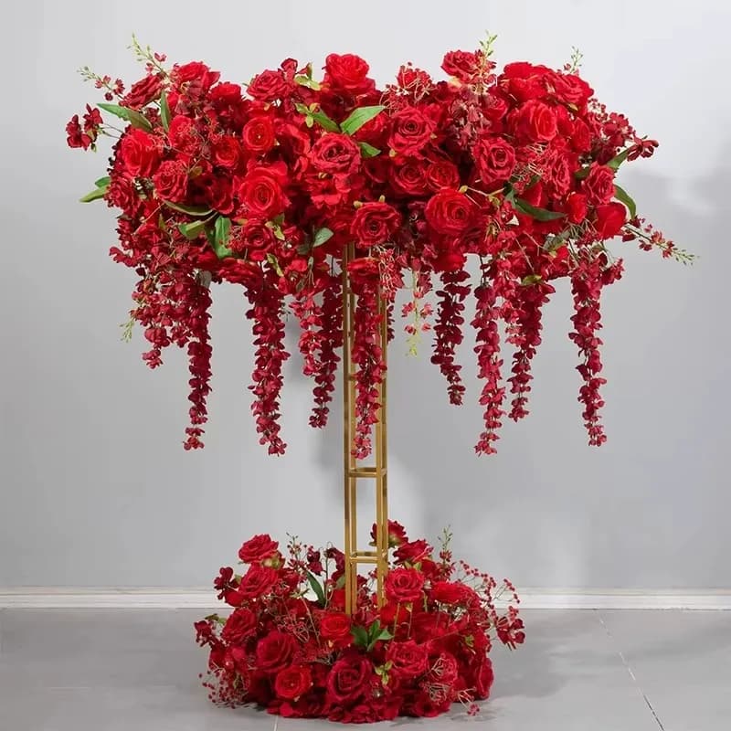 120 cm red flower wedding table decoration silk hydrangea rose artificial flower ornament table decoration