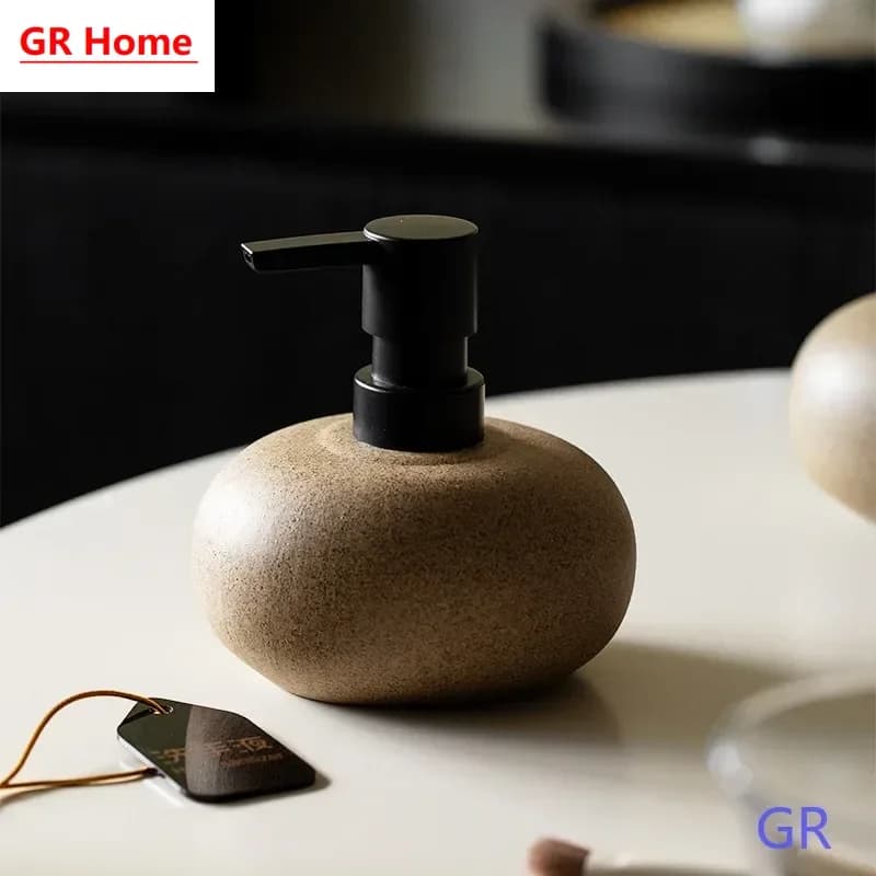 Wabi-Sabi Coarse Ceramic Press Pump Bottle for Hotel Shampoo Lotion Dispenser