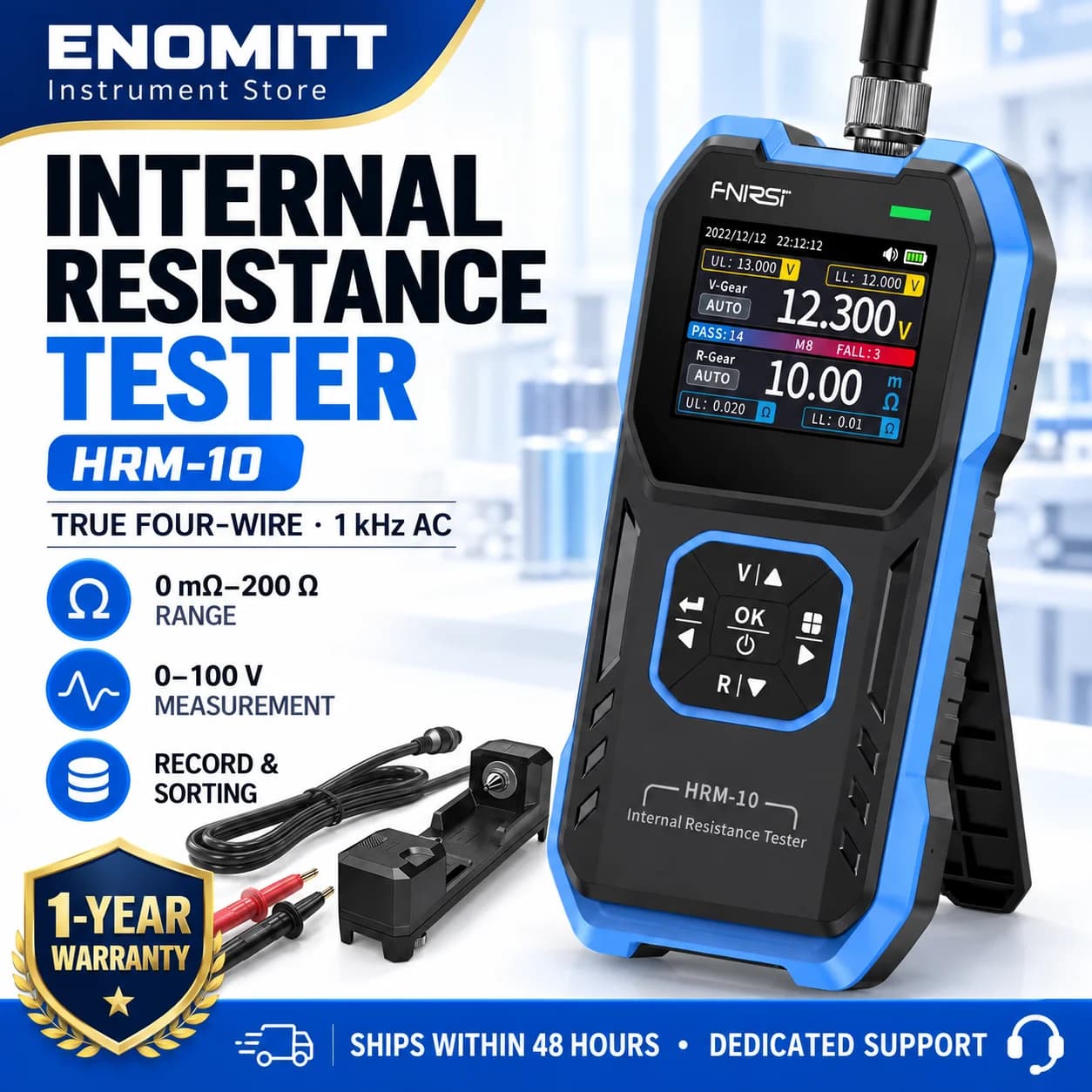 FNIRSI HRM-10 Voltage Internal Resistance Battery Tester, Milliohmmeter 100V 200Ω, Car Battery Tester, Battery Checker Tester