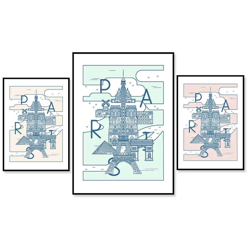 Poster graphic design poster architecture illustration minimalist Paris my love