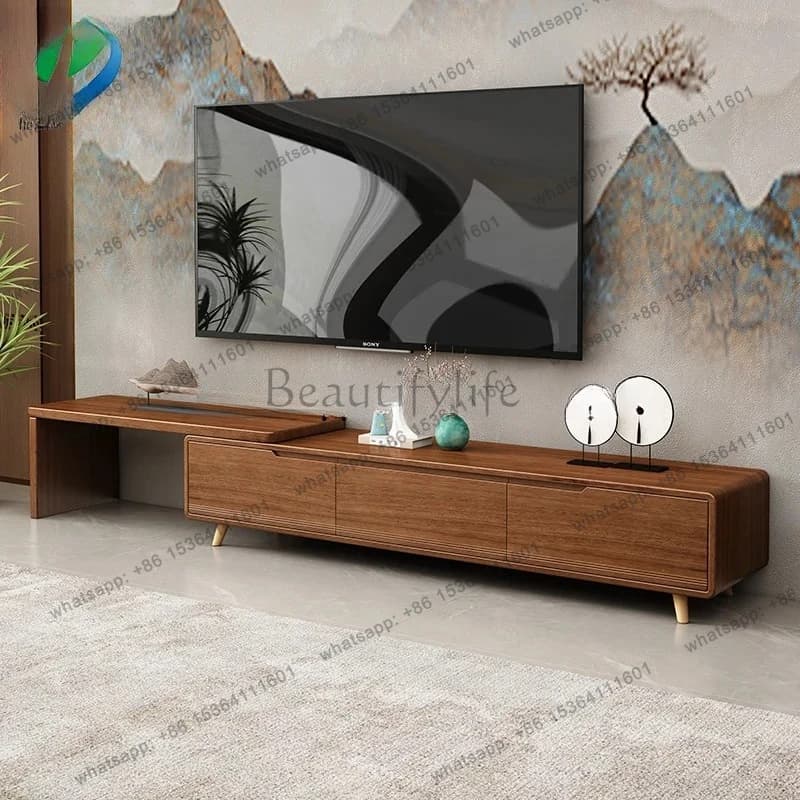 walnut home living room floor simple solid wood coffee table combination locker