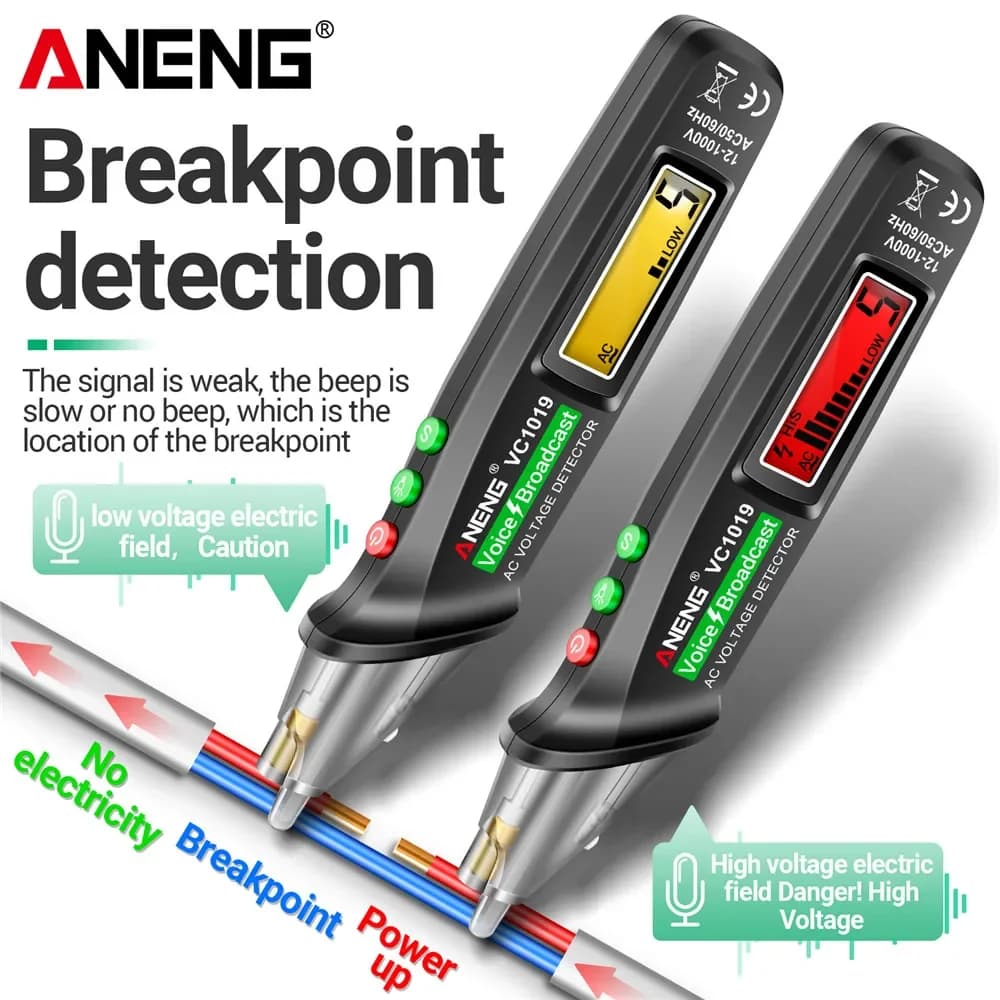 ANENG VC1019 Intelligent Electric Pen 12-1000V Sound and Light Voice Dual Alarm Line Break Finding Home Line Maintenance Tool