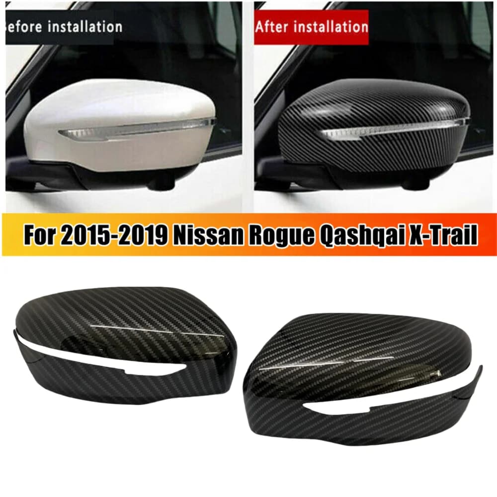 For Nissan Qashqai J11 X-trail Xtrail T32 2014-2020 Car Side Rearview Mirror Cover Add-on Wing Mirror Caps Trim Glossy Black