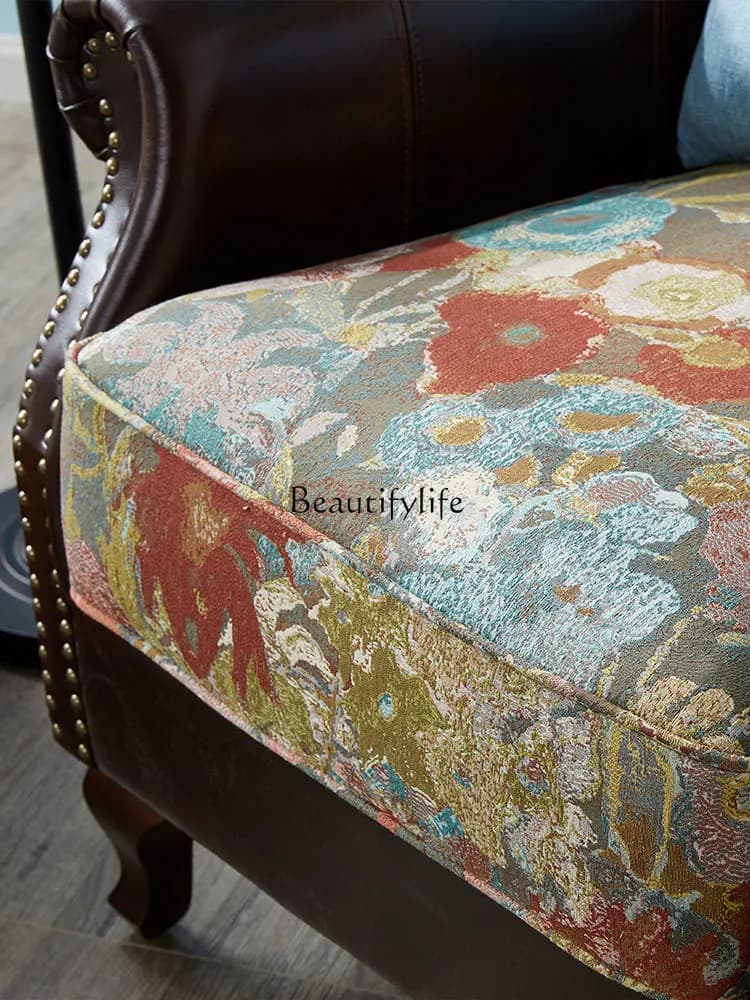 5American single sofa, living room, bedroom, study, high-back light luxury single sofa chair