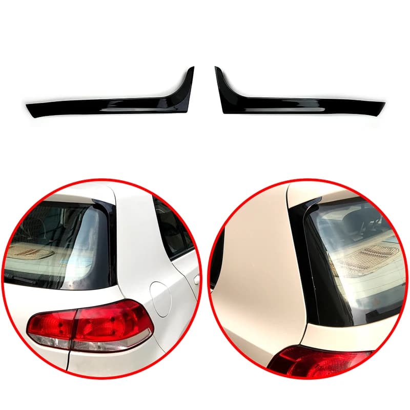 High Quality ABS For VW Golf 6 MK6 GTI GTR GTD R R20 2008-2013 Rear Window Side Trunk Spoiler Canard Splitter By Glossy Black