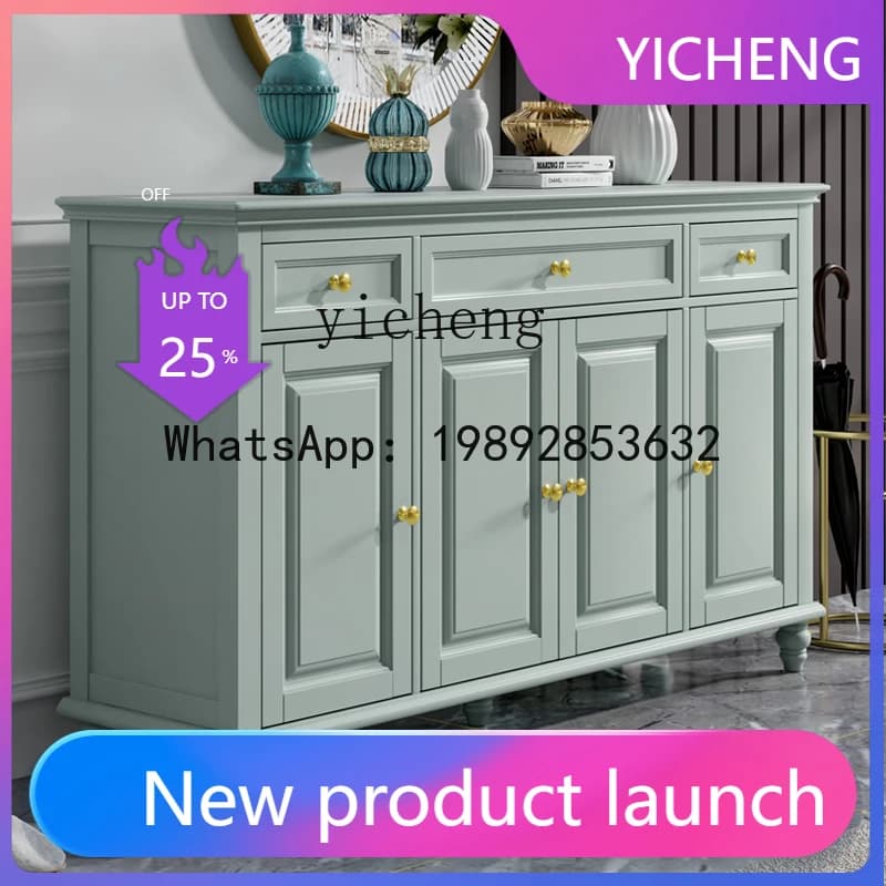 H6  wood shoe cabinet marble entrance cabinet living room storage modern simple partition cabinet French light luxury