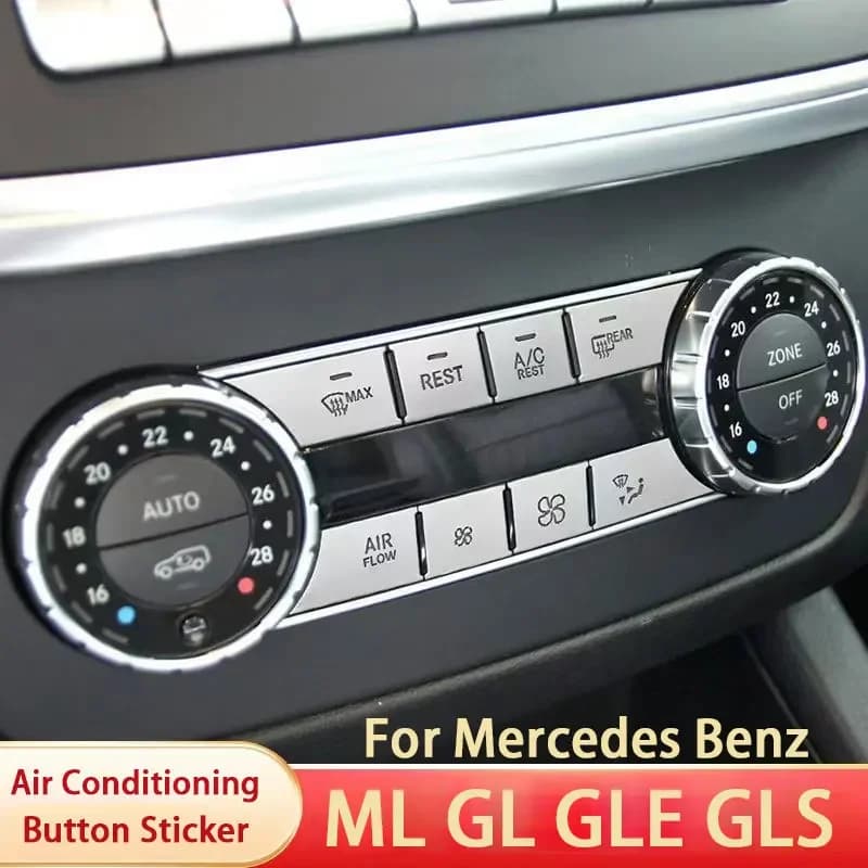For Mercedes Benz ML GL GLE GLS W166 X166, Car Air Conditioning Window Lift Frame Volume AC Button Cover Steering Wheel Sticker