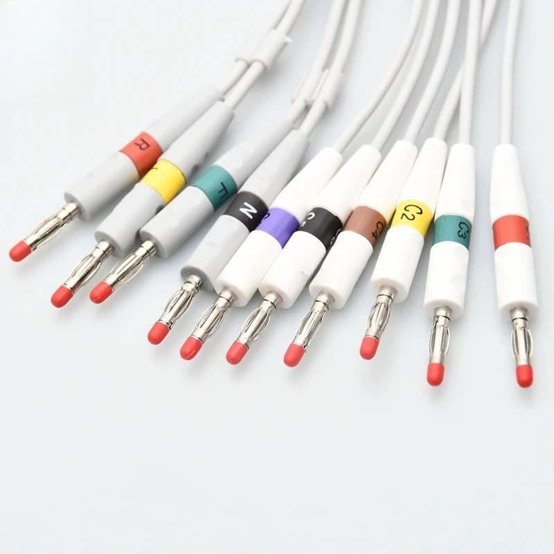 Compatible with AT3 AT5 AT6 AT10 AT60 10 Lead Grey ECG Cable Banana Head 4.0mm AHA DB15 Pin 3m