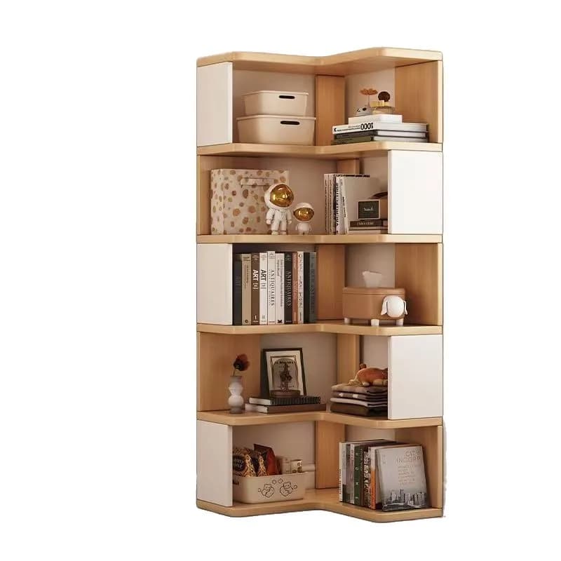 yjq solid wood corner bookshelf floor-to-ceiling storage corner cabinet storage cabinet small apartment living room household