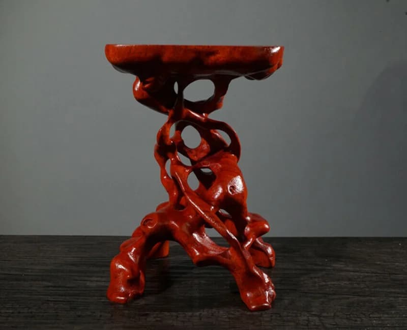 6.2" Stand Display Red Hard Wood China Rosewood Root Carving Wooden Bonsai Base