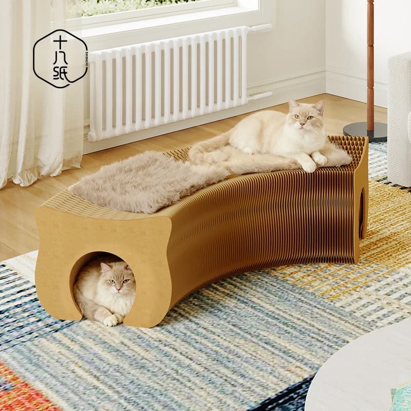 Eighteen Paper Cat House Bench Artistic Sofa Stools for Living Room Creative,Minimalist,Foldable Bench Shared By Humans and Cats