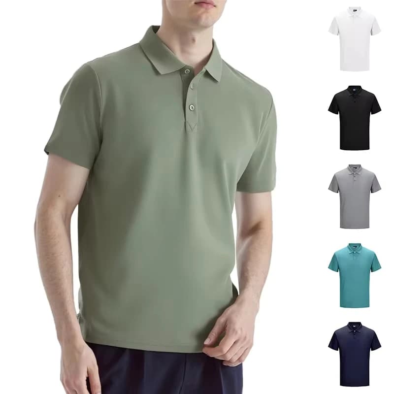 New Men's Simple Solid Color Polo Shirt Breathable Quick-drying Short-sleeved Fashion Casual T-shirt