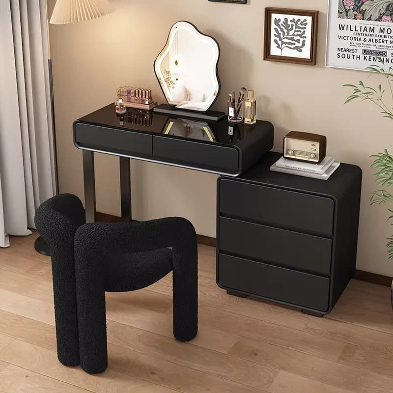 Black Storage Vanity Table Small Makeup Simple Space Saving Mirror Vanity Table Bedroom Drawers Schminktisch Furniture For Home