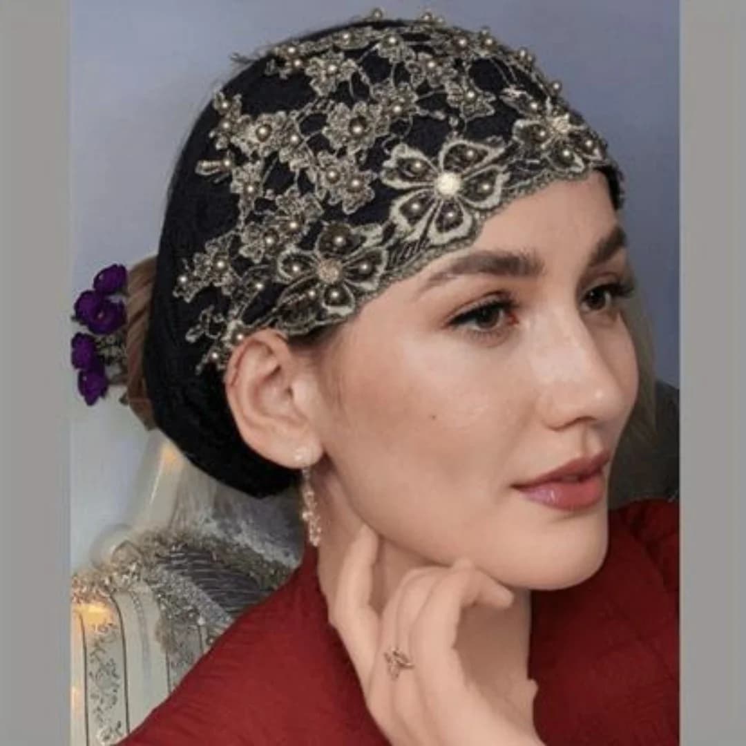 Women Pearl Muslim Head Wrap Crystal Muslim Hijab Cap Lightweight One Piece Breathable Head Scarf