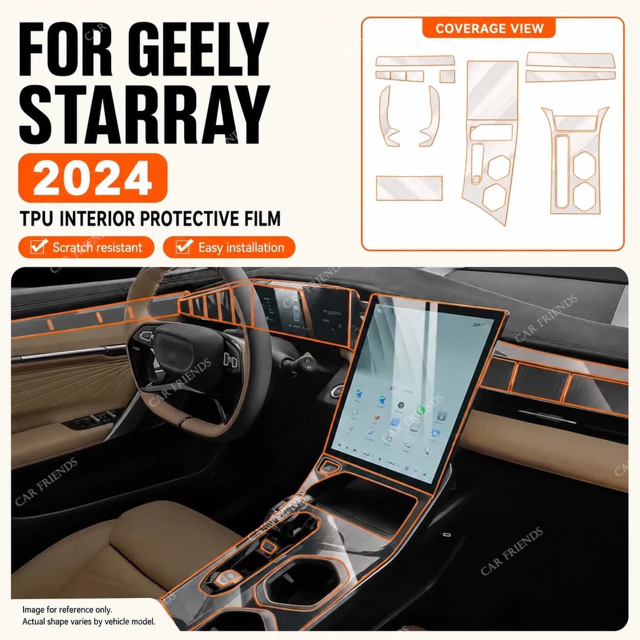 For GEELY STARRAY 2024 2025 Transparent TPU Interior Protective Film Dashboard Anti-Scratch Cover