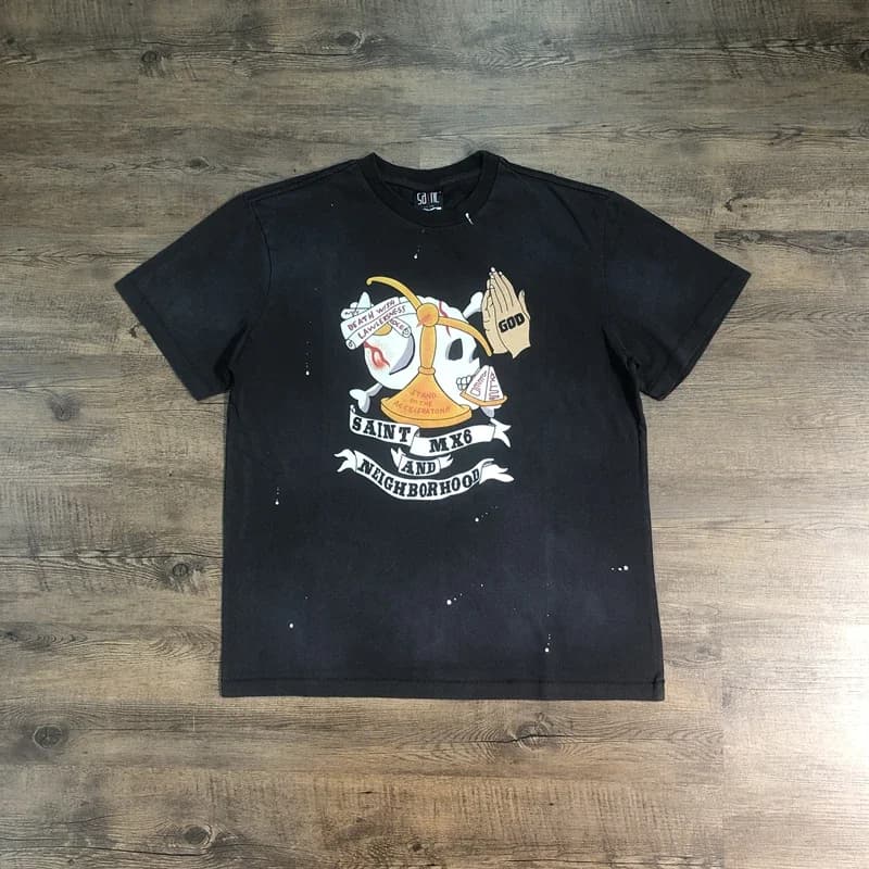 Saint Of Michael 1:1 Best Quality Streetwear Printed Vintage Tee Loose Oversized Casual Tops Summer 100%Cotton T Shirt Men