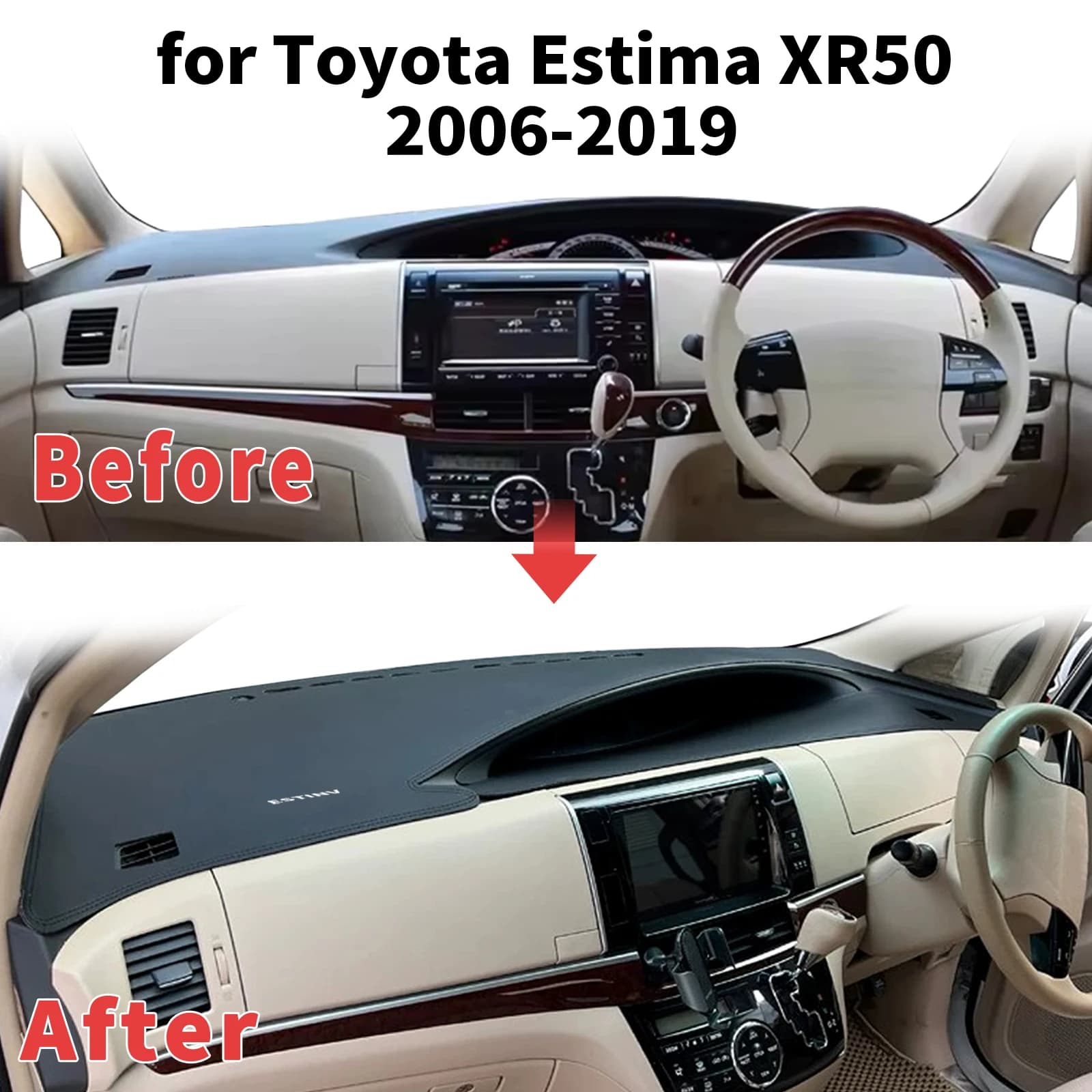 for Estima XR50 2006 2007-2019 Dashboard Cover Sun Shade Protector Dashmat Anti-Glare UV Block Carpet Mat Automotive Dash Mat