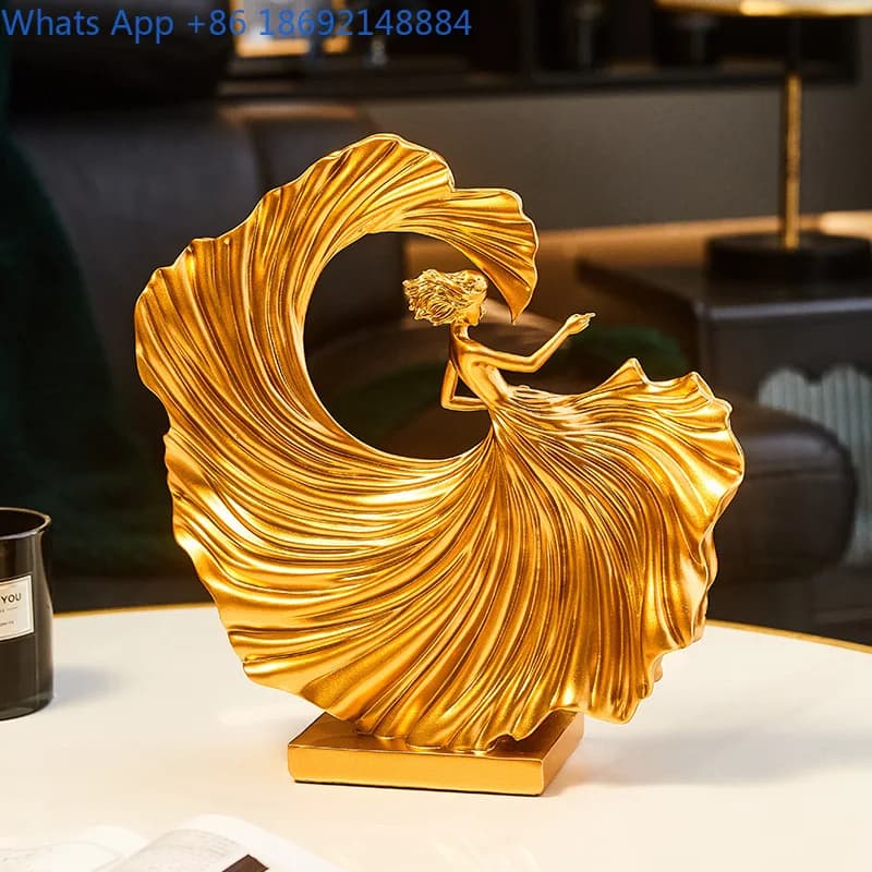 Modern Minimalist gold Dancer Art Ornament Resin High-End Living Room Office Wine Cabinet Entrance TV Cabinet Decoration