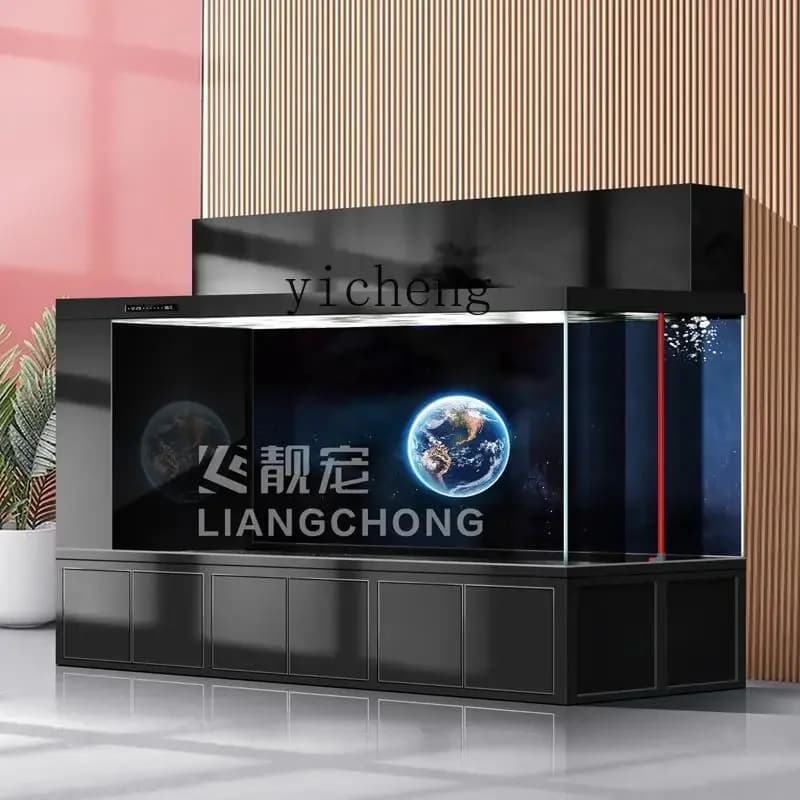 XL fish tank double filter koi floor tank ultra-white glass automatic circulation aquarium living room home