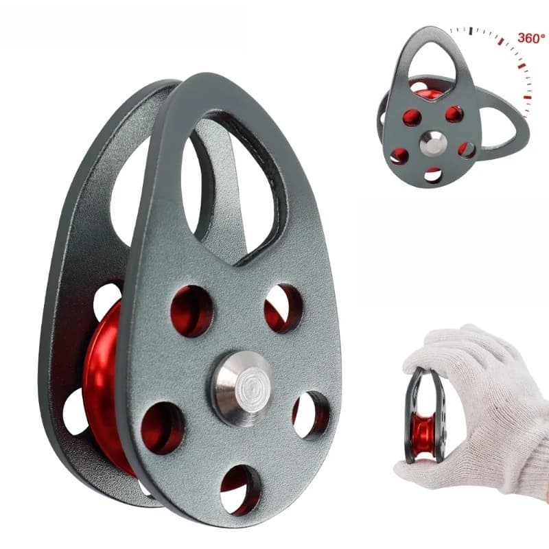 22KN Lifting Pulley Roller Rock Climbing Pulley ​Aluminum alloy ​Side Swing Pulley for Outdoor Activities/High-Altitude Hauling