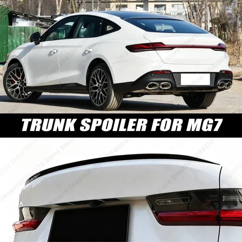 120CM Glossy Black Soft Rubber Universal Rear Trunk Spoiler 5D Carbon Look Tail Wing Fit For MG 7 Car Accessories