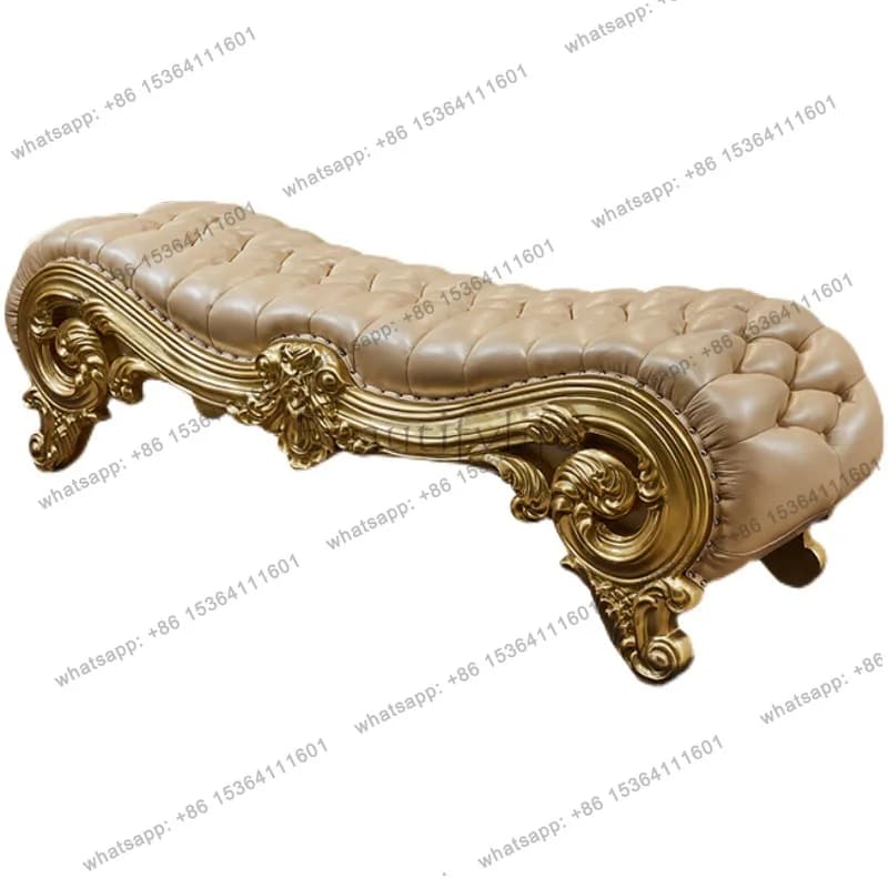 European-style end stool leather French shoe changing stool, luxury high-end bedroom furniture