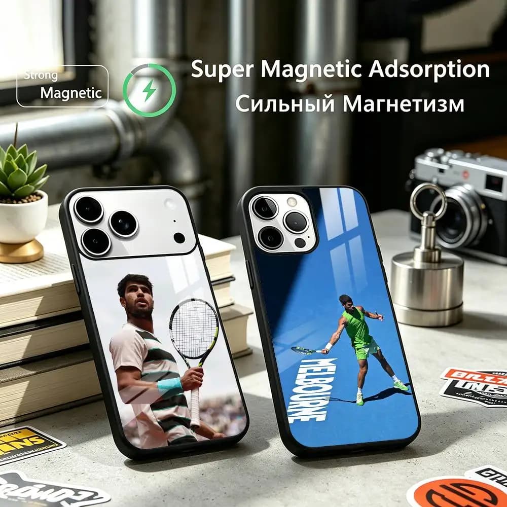 Carlos Alcaraz Tennis Star Phone Case For iPhone17,16,15,14,13,12 Plus,Pro Supports Magnetic Wireless Charging