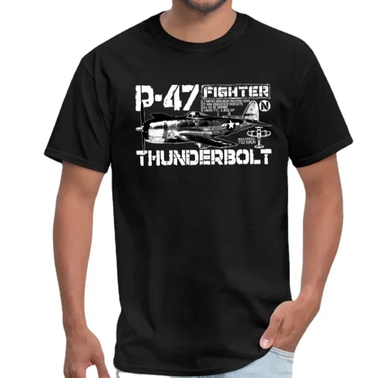US Army Air Force P-47 Thunderbolt Fighter Printed T-Shirt. Summer Cotton Short Sleeve O-Neck Mens T Shirt New S-3XL