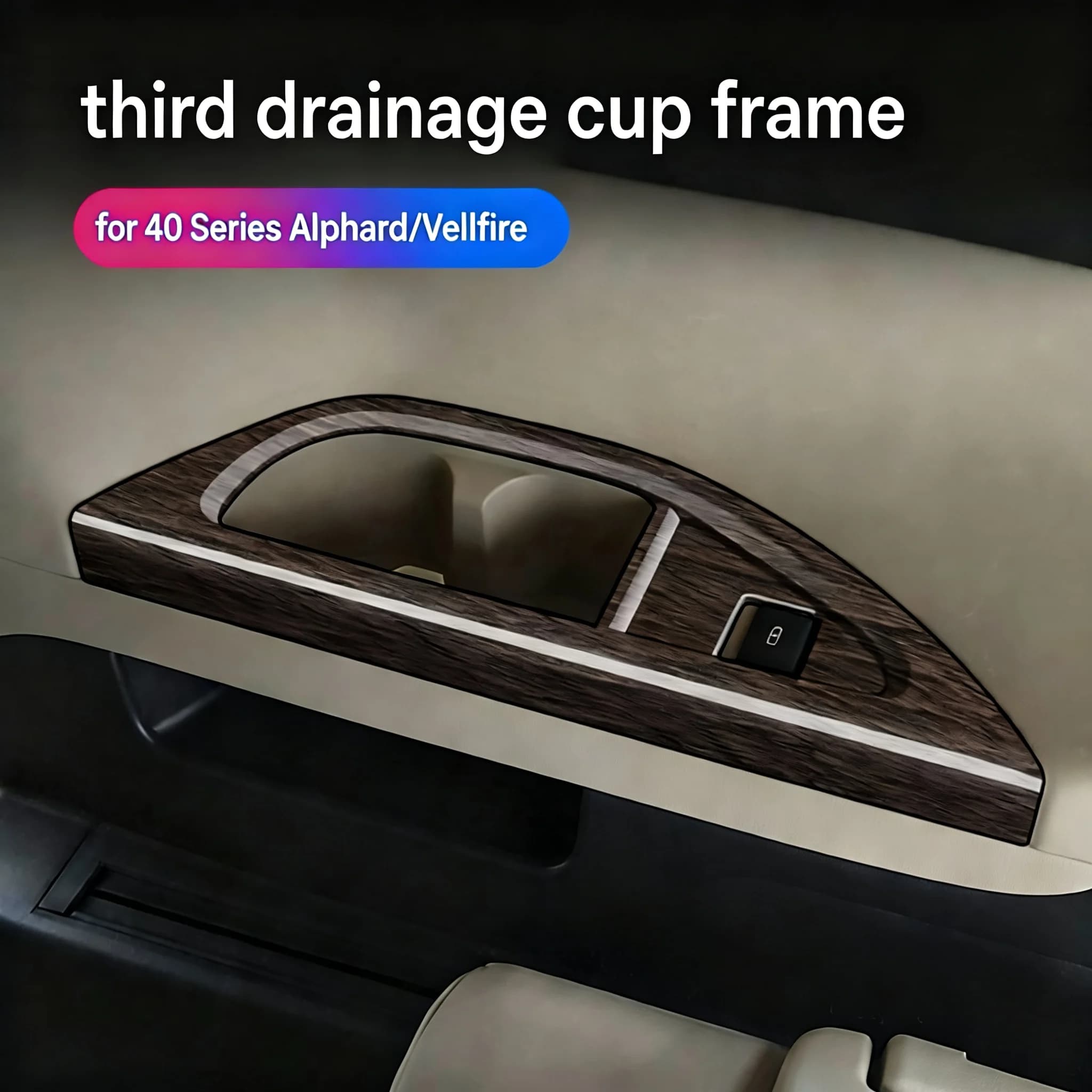 Car Cup Holder Trim for Toyota Alphard Vellfire 40 Series Third Row ABS Decorative Surround Frames Interior Styling Accessories