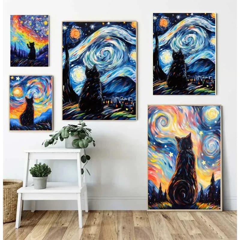 Starry Sky Cats and Dogs Paintings of Grotesque Decoration Painting High-end Mural Modern Minimalist Waterproof Hanging Painting