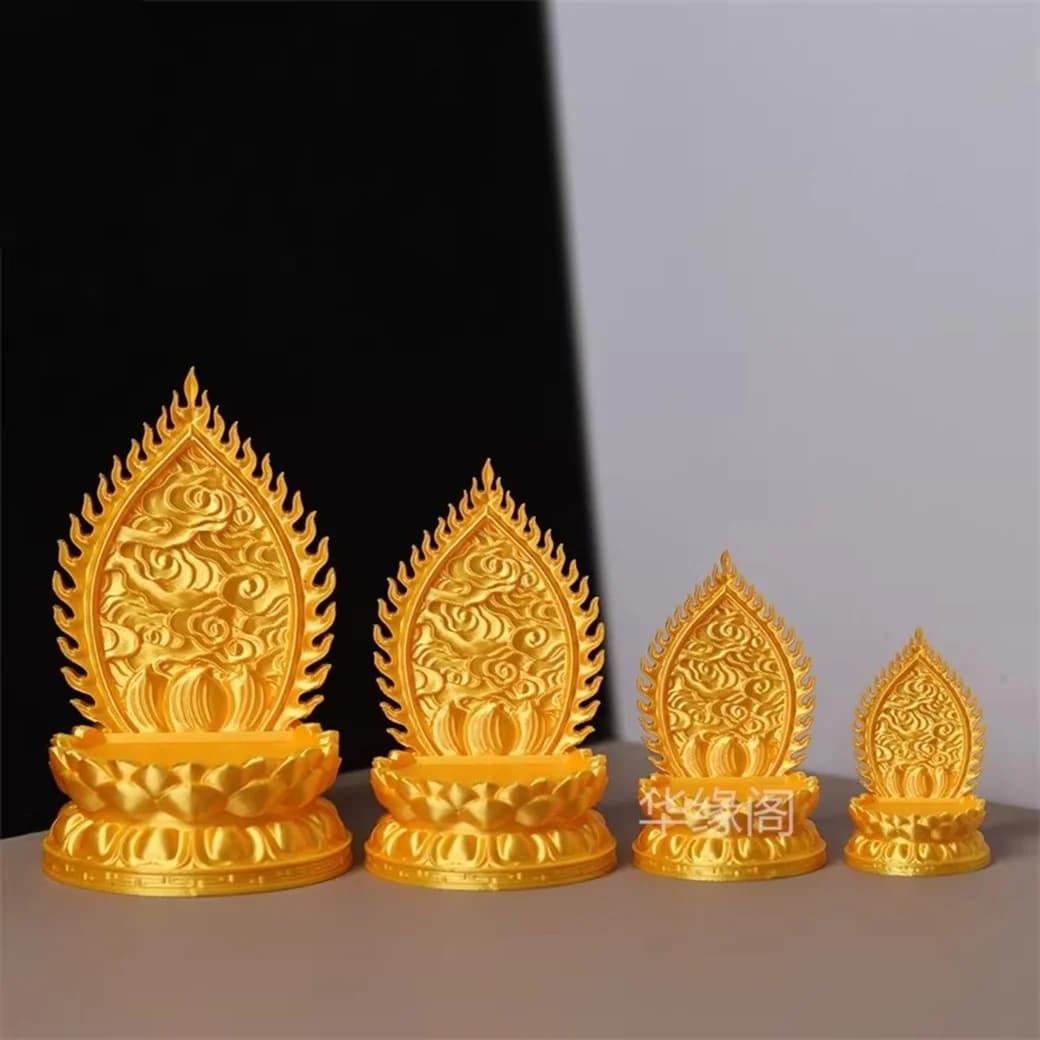 Golden Guanyin Bodhisattva Buddha Statue with Base Backlit Lotus Platform Buddha Niche Light Pedestal for Home Decor