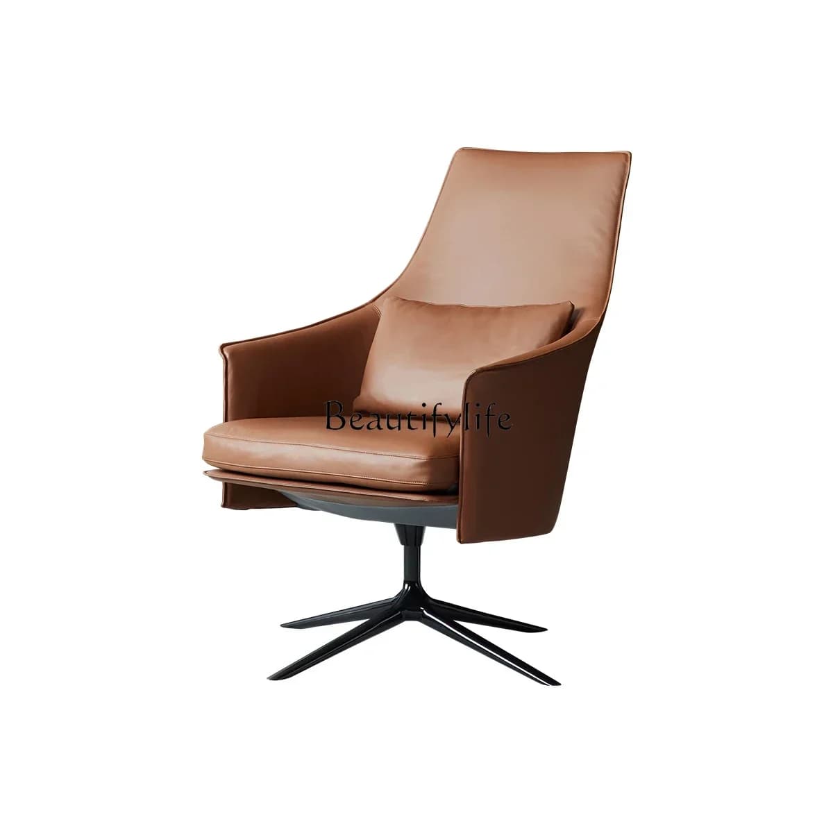 FGItalian minimalist living room leather leisure chair modern minimalist single sofa book chair