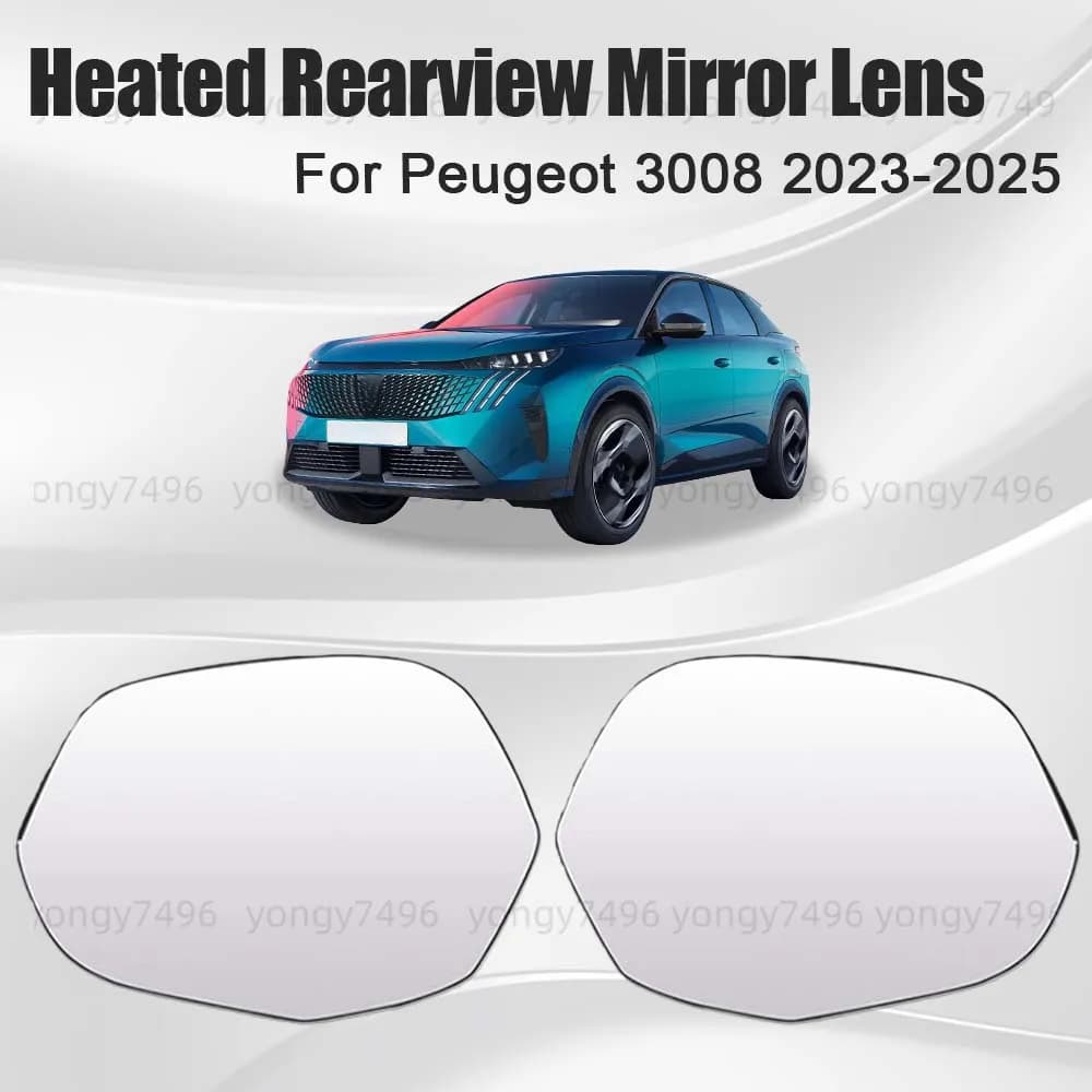 Car Wide Angle Heated Rearview Mirror Lens For Peugeot 3008 2023 2024 2025 With Accessories Cars Accessories Replace Styling