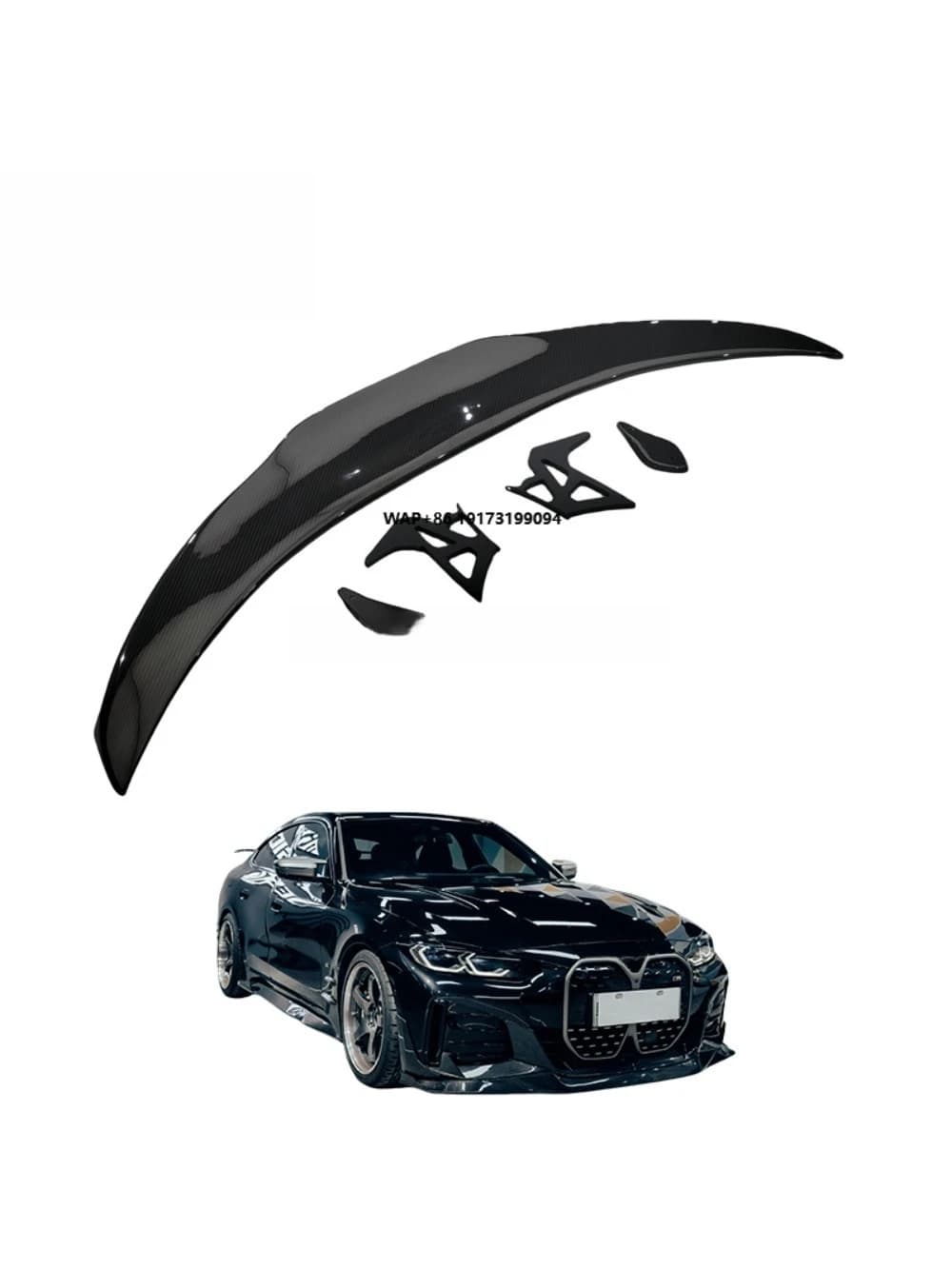Light Weight 5-Piece Single Deck Carbon Fiber Rear Wing Spoiler for  I4 2020-2023