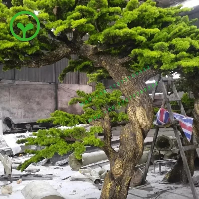 【2026】Large Outdoor Indoor 1M 2M Green Natural Artificial Bonsai Plant Pine Artificial Bonsai Tree For Garden Decoration