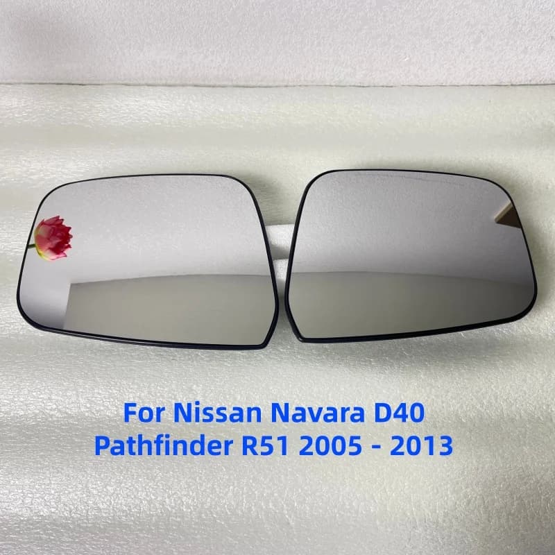 For Nissan Navara D40 Pathfinder R51 2005 - 2013 Driver & Passenger Door Side Wing Mirror Glass Heated Rearview Spherical Plate