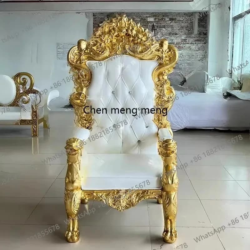 RR F181 European balcony, single sofa, living room, photo studio, high-back lounge chair, decoration double dragon carving
