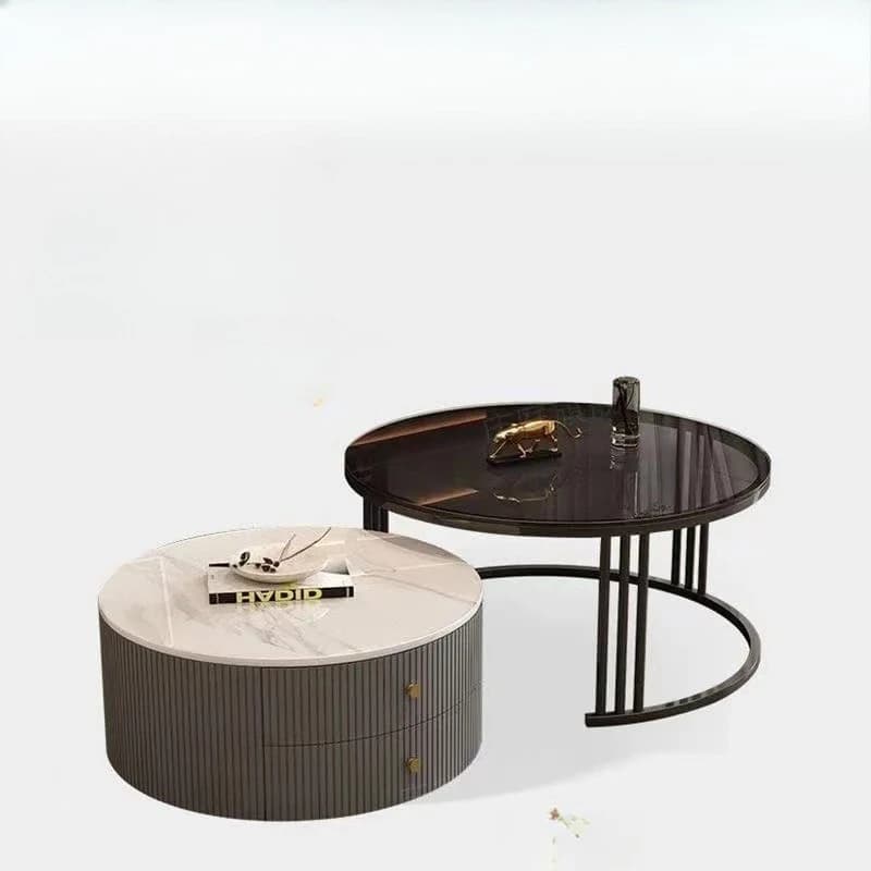 Cream Italian rock slab telescopic coffee table light luxury modern combination