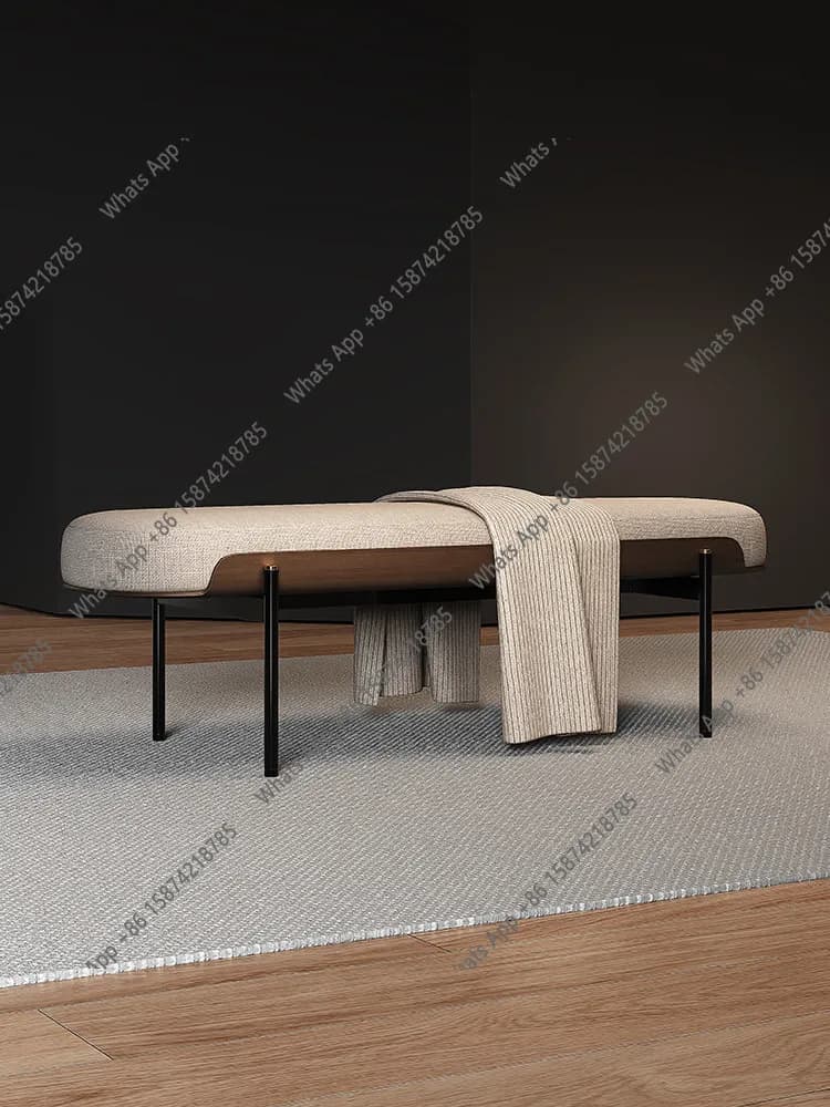 Cotton and linen bedside Italian minimalist living room soft bag home shoe change light luxury bedside bench