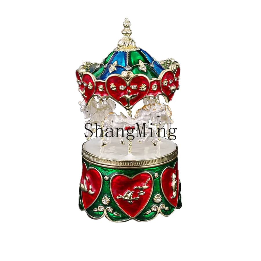 DSA carousel jewelry box alloy enamel color retro wind table decorative box creativity