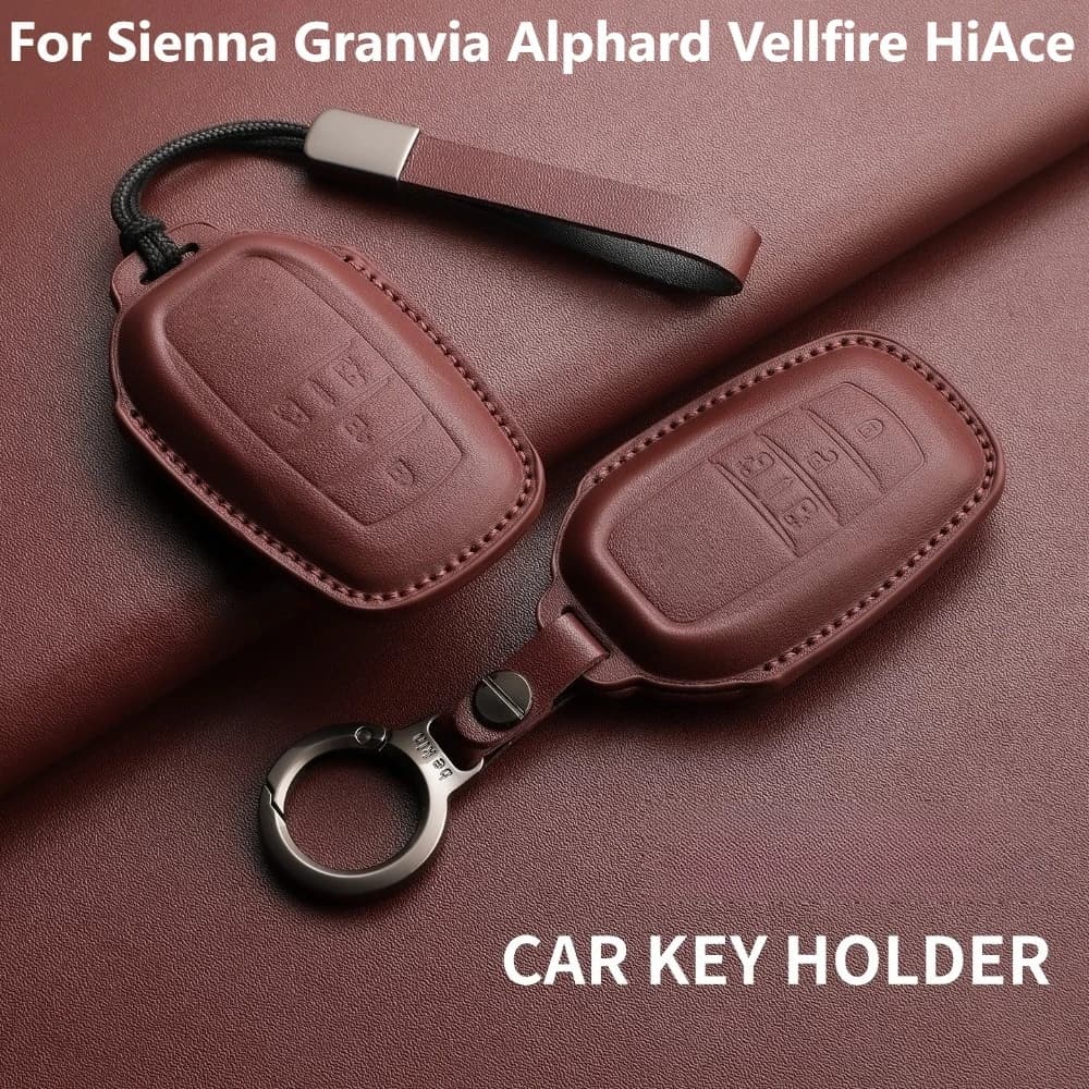 For Sienna Granvia Alphard Vellfire HiAce Leather Car Smart Key Case Protective Shell Anti-scratch Car Interior Accessories