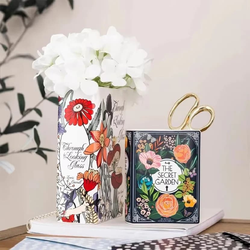 Artificial Living Room Book Vase for Dried Flowers Garden Decor Modern Wedding Decoration Luxury Cachepot Ceramic Crafts Gifts
