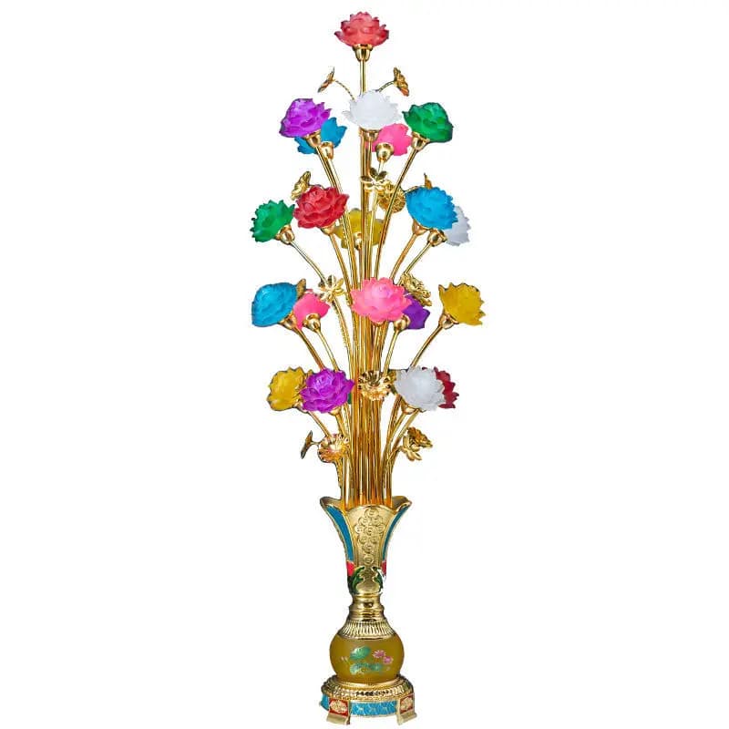 Home Large LED Lotus Glass Christmas Decorative Vase