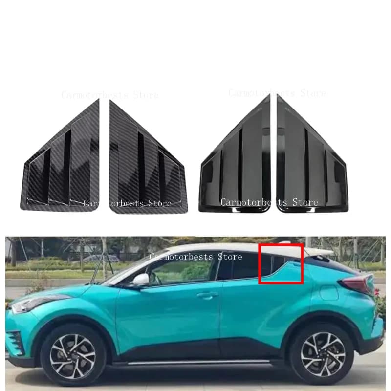 Car Rear Louver Window Side Shutter Cover For Toyota C-HR CHR 2016 2017 2018 2019-2021 Trim Sticker Vent Scoop ABS Carbon Fiber