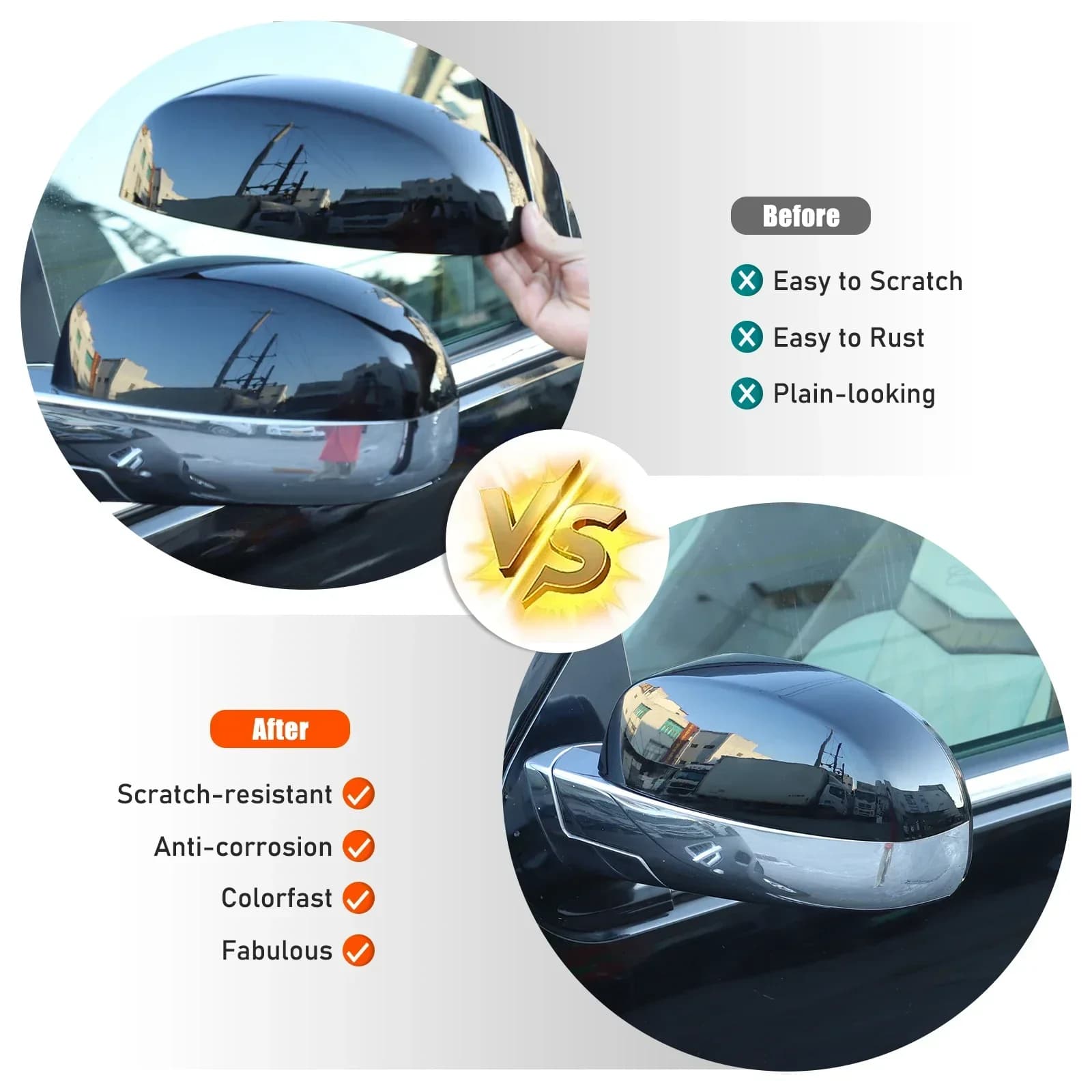 Exterior Rearview Side Mirror Housing Shell Cap Silver / Gloss Black for Cadillac Escalade 2007-2014 Car Accessories