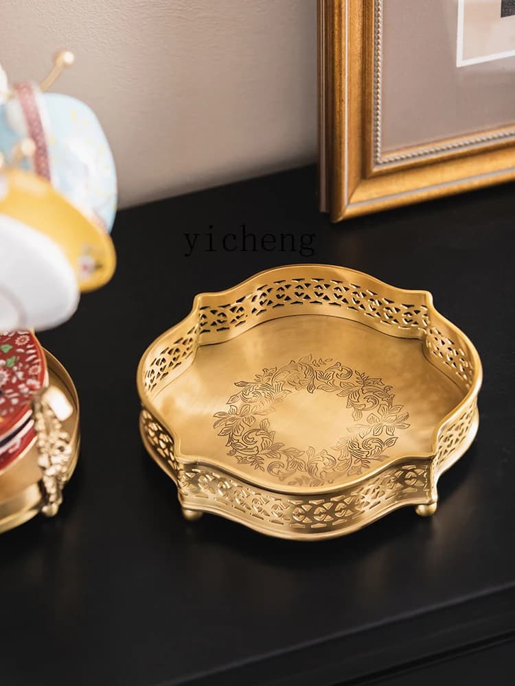 retro home living room brass tray porch storage decorative dining table fruit tea tray storage tray
