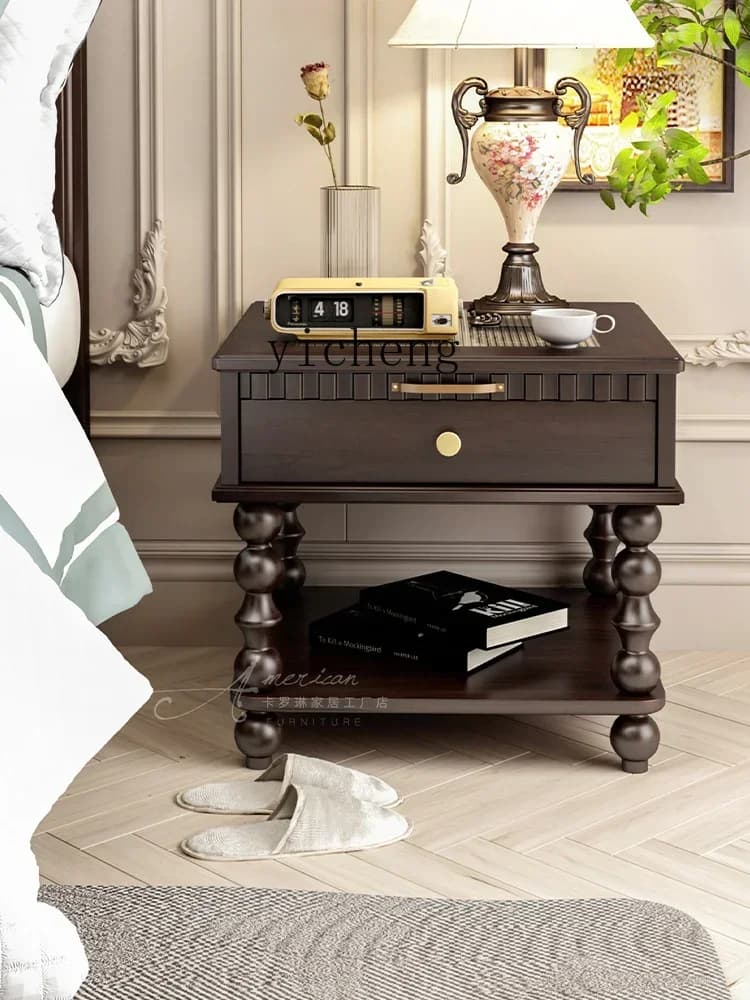 retro bedside table small apartment bedroom locker French living room small side cabinet